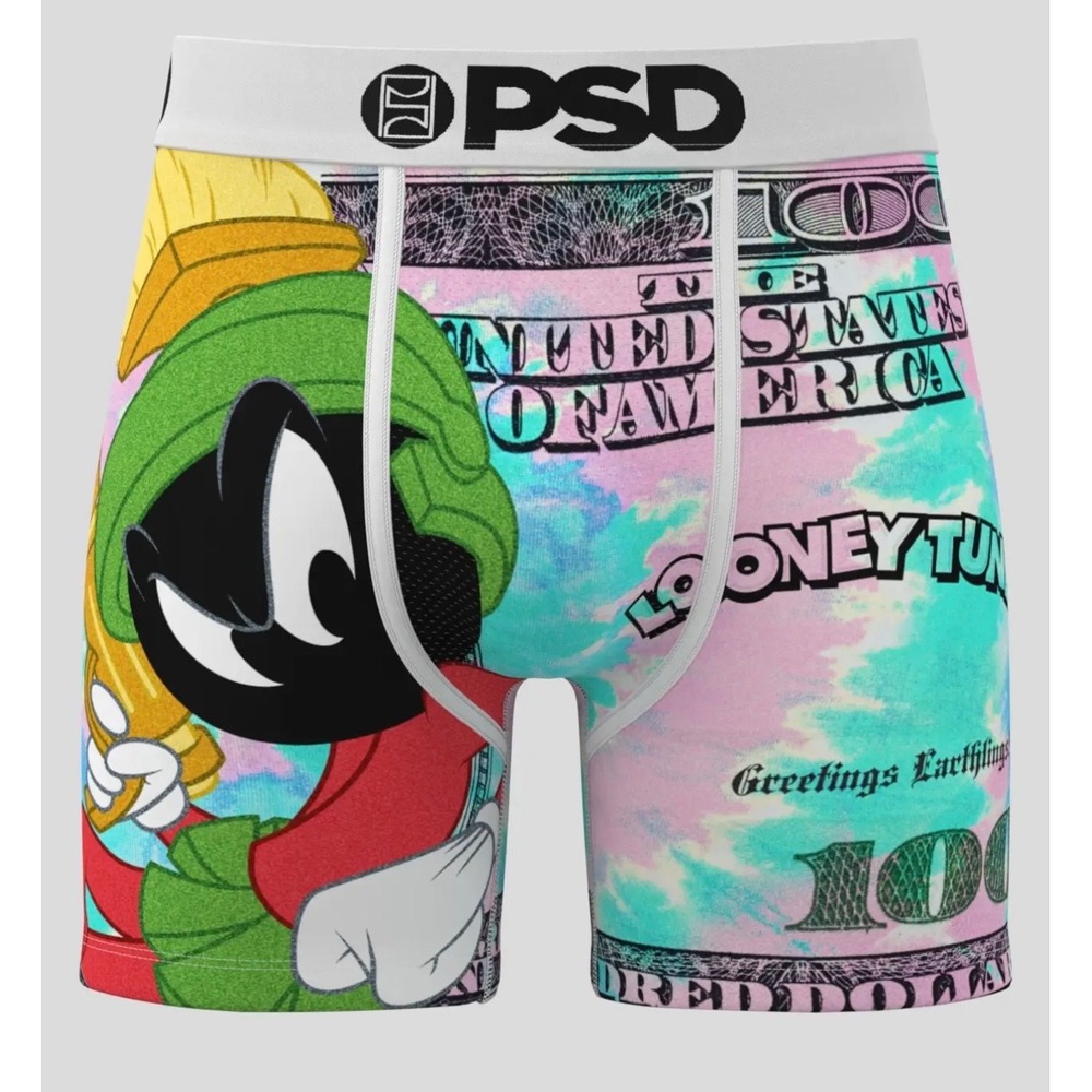PSD‎ Underwear Mens Looney Tunes Marvin the Martian 100 Dollar Boxer Brief XL